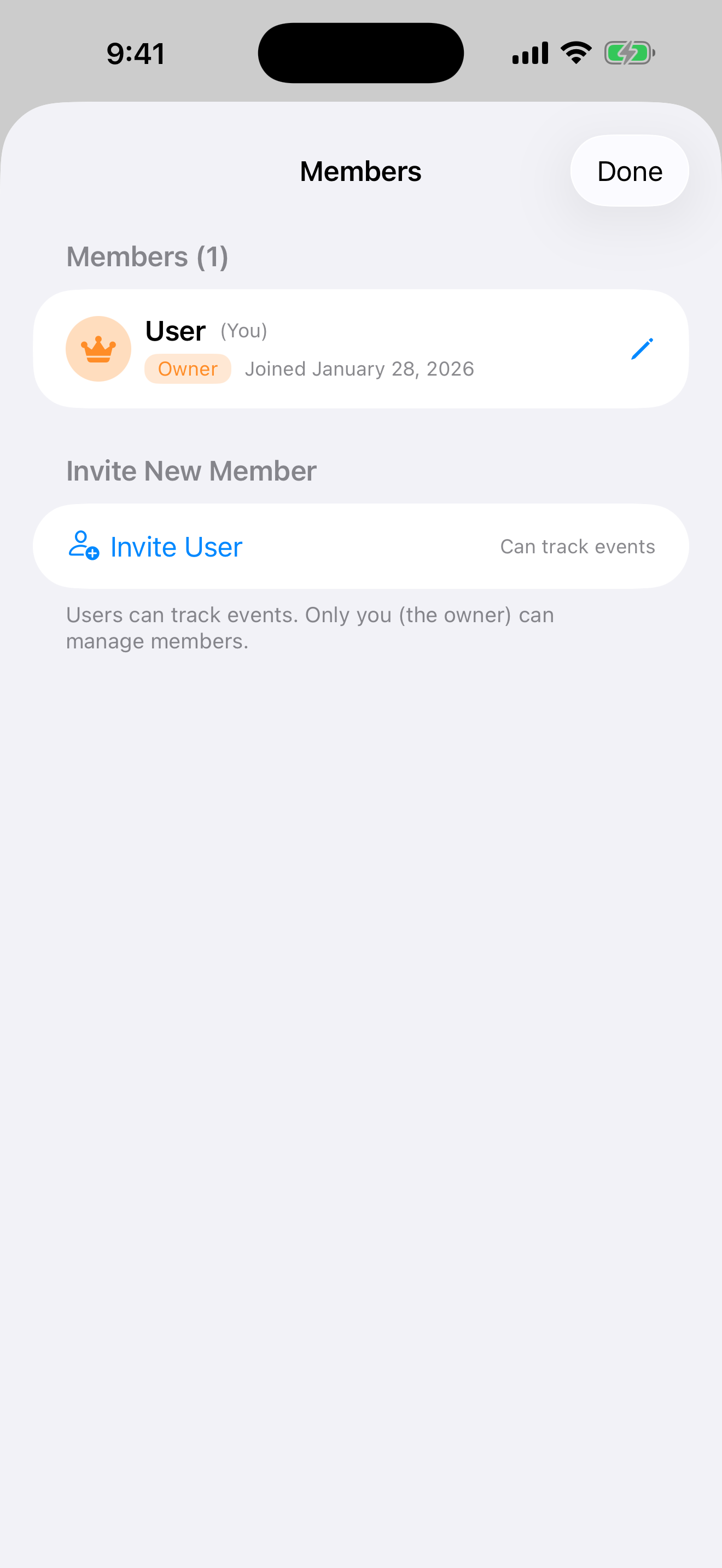 Family members screen